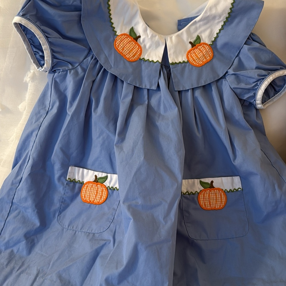 Blue Pumpkin Appliqué Kids Seasonal Costume Dress